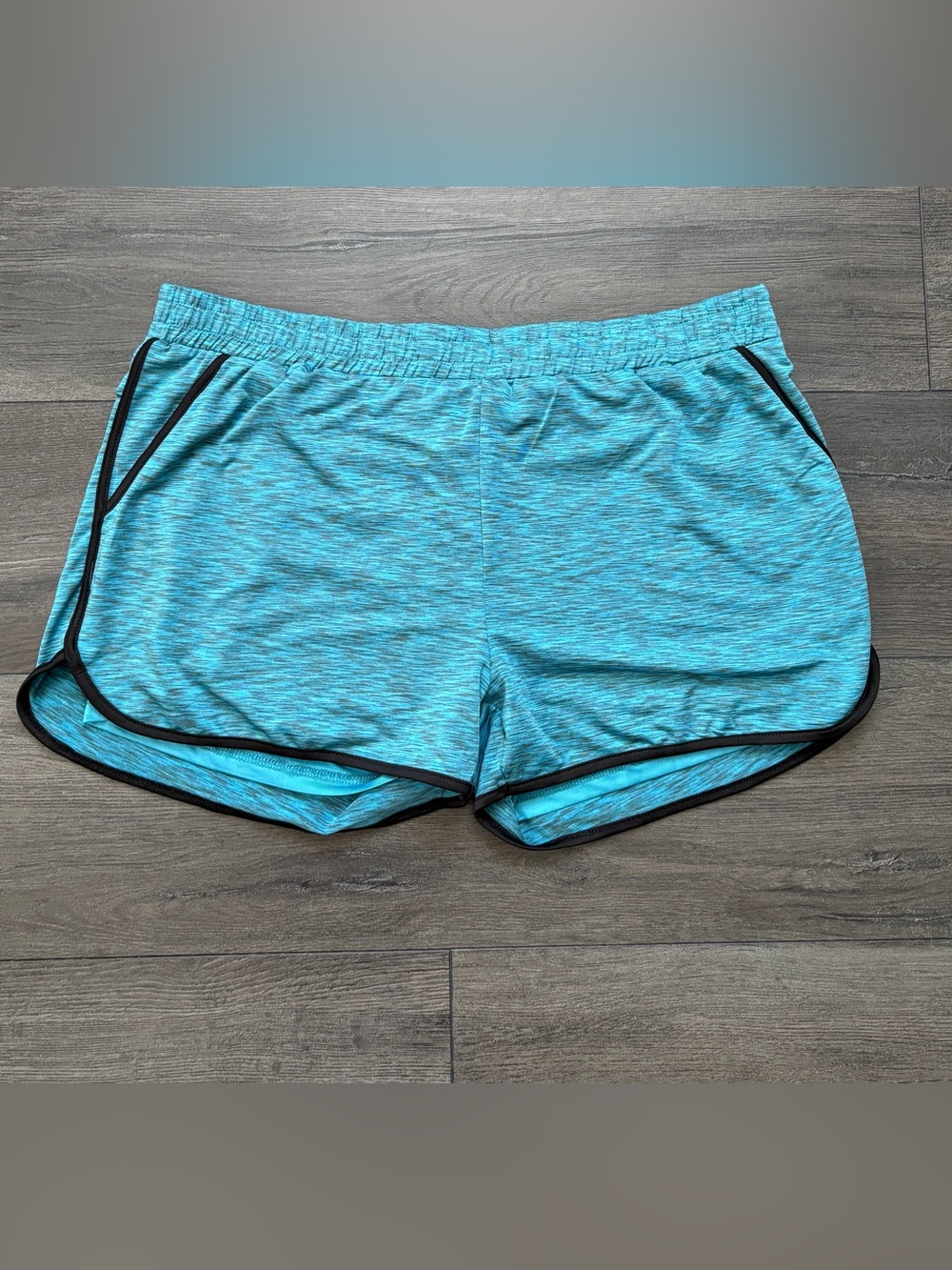 BlevonH Womens 2-in-1 Athletic Shorts Heathered Teal Size XL NWT